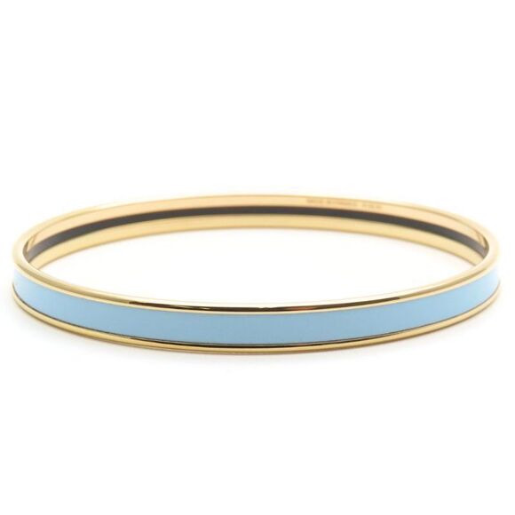 Hermes Bracelet Uni Bangle Metal Enamel Blue Gold Plated GP Accessories Ladies - Picture 3 of 9